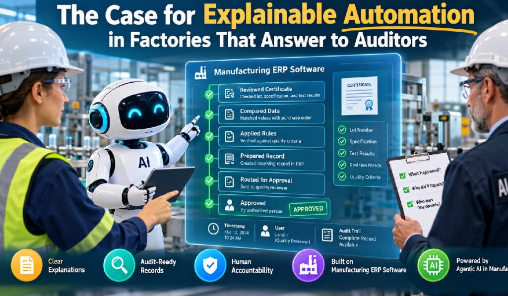 The Case for Explainable Automation in Factories That Answer to Auditors